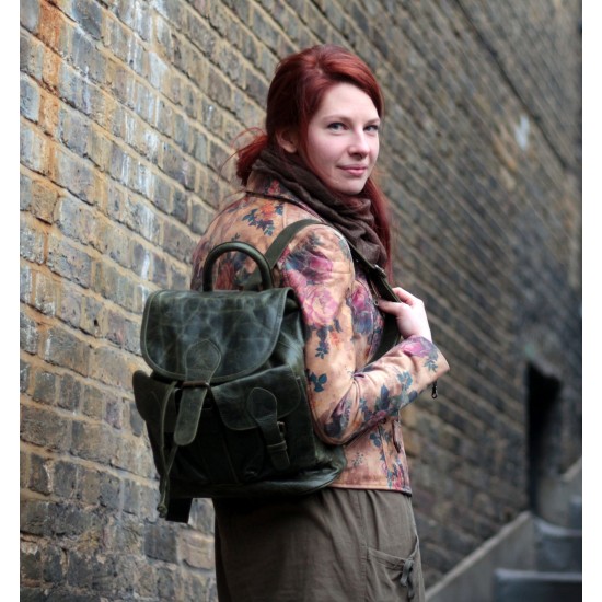 Rucksack Large Olive Green Leather